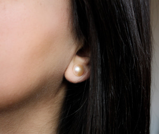Pink Pearl Stud Earrings 10mm