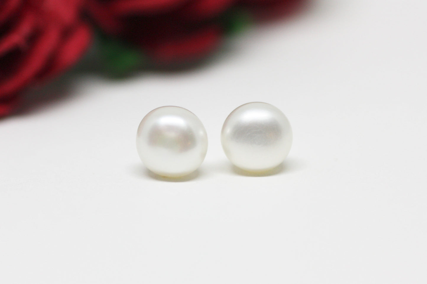 White Pearl Stud Earrings 5mm