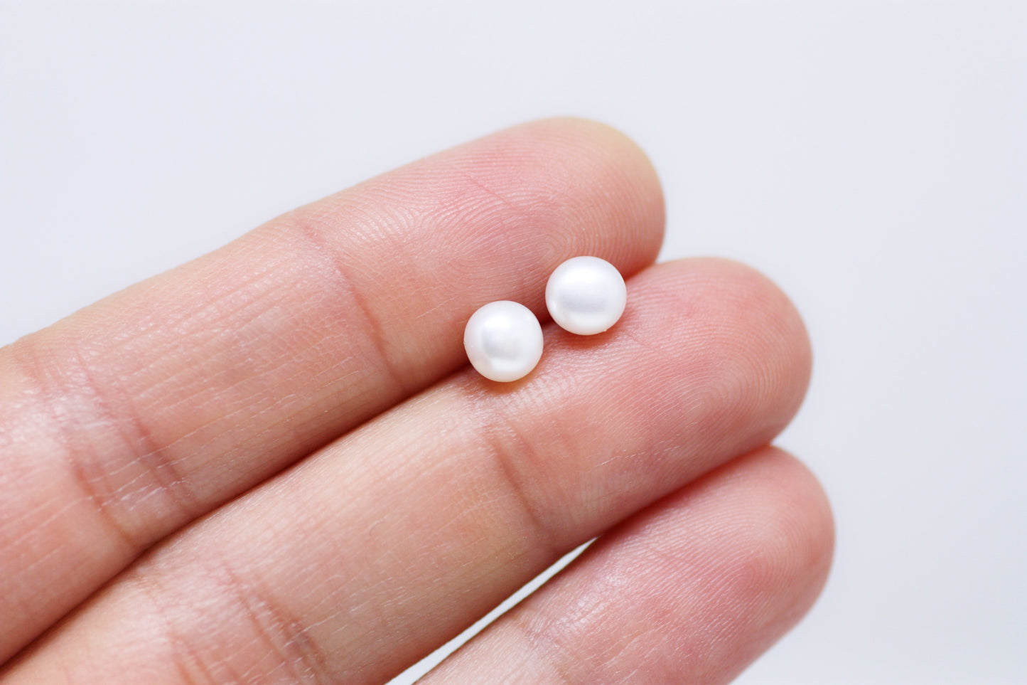 White Pearl Stud Earrings 5mm