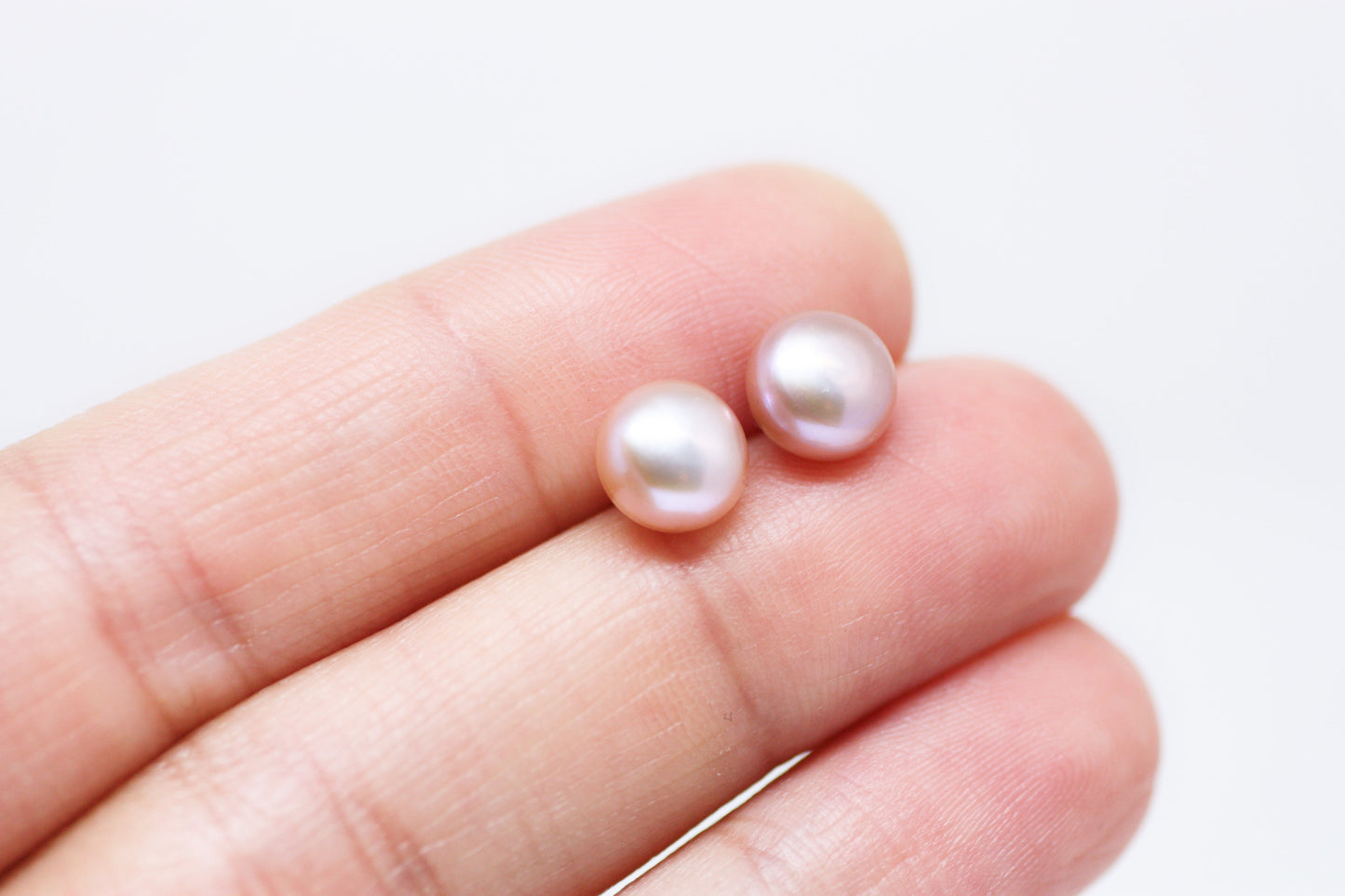 Light Mauve Pearl Stud Earrings 8mm