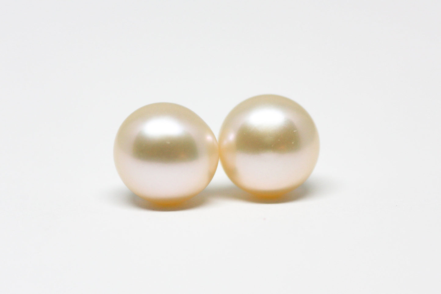 Peach Pink Pearl Stud Earrings 8mm
