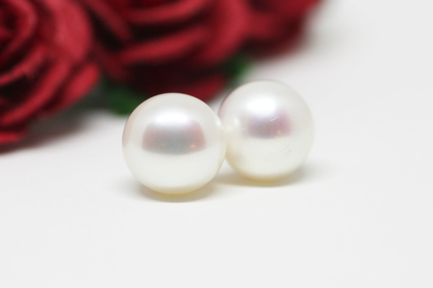 White Pearl Stud Earrings 8mm