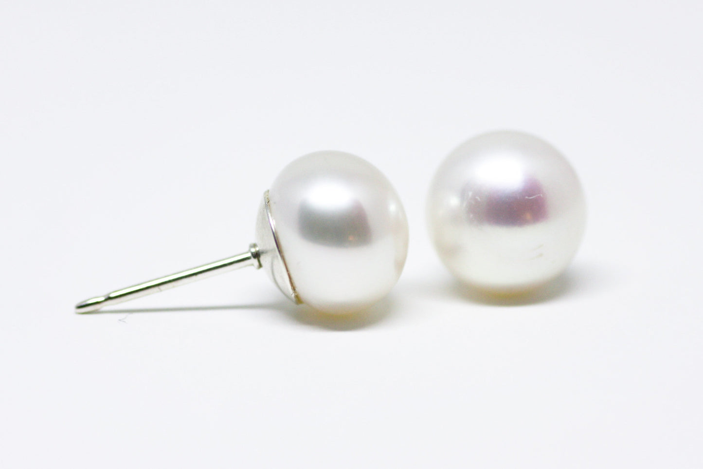 White Pearl Stud Earrings 8mm