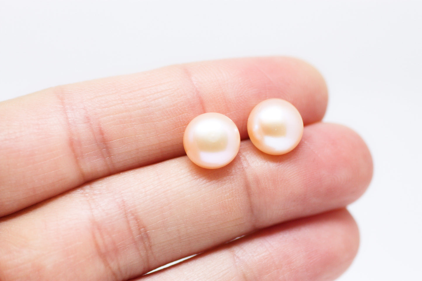 Pink Pearl Stud Earrings 10mm