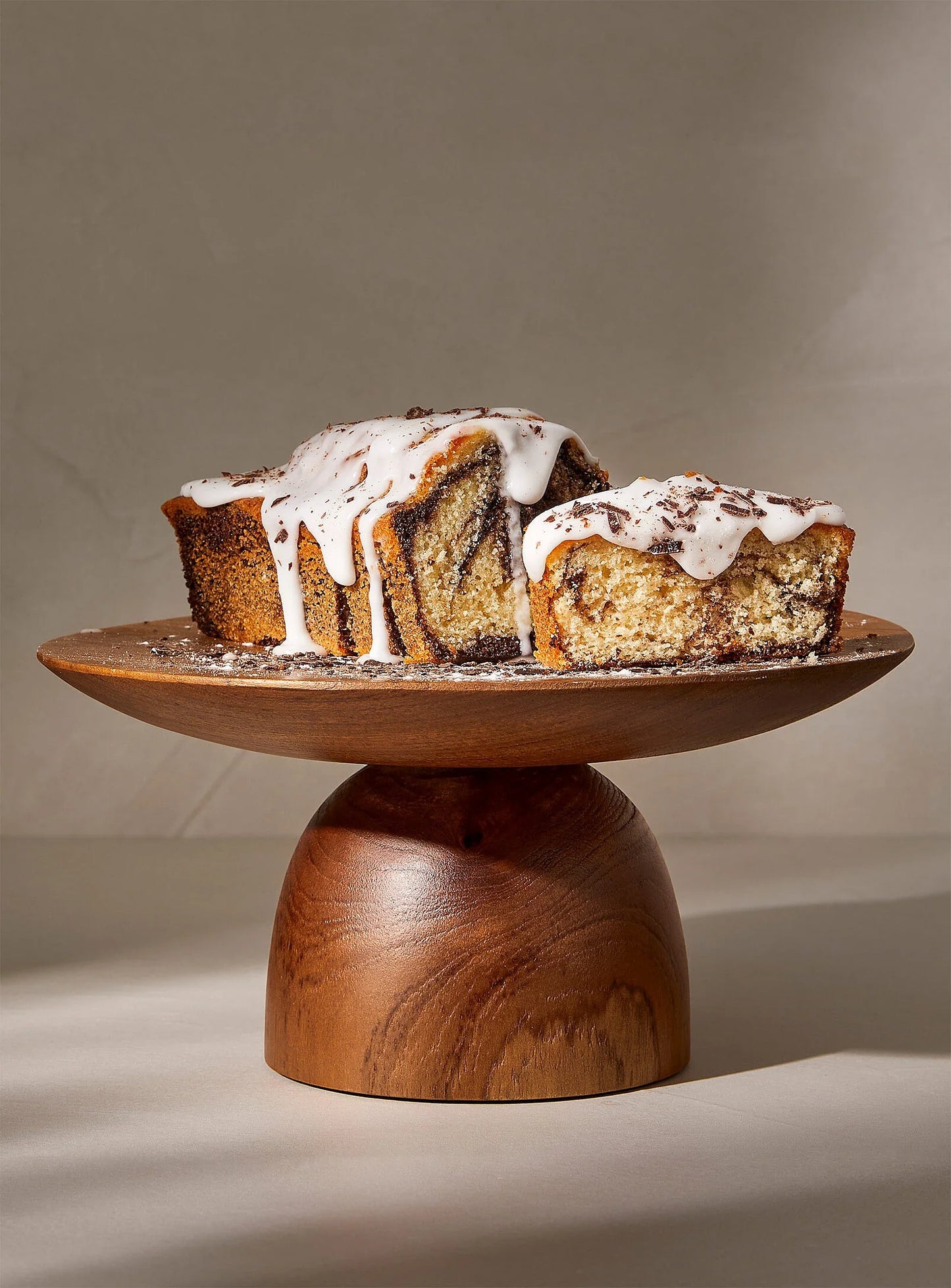 Plateau à gâteau en bois de teck
