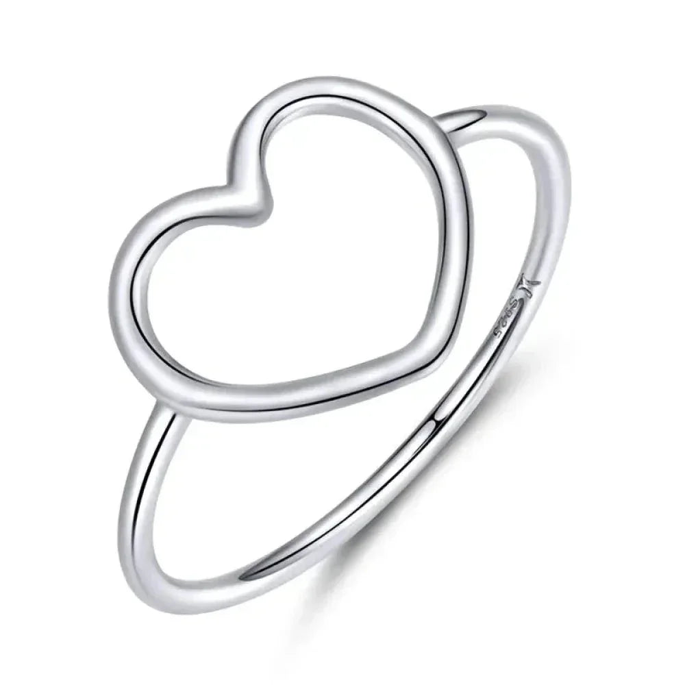 925 Sterling Silver Minimal Heart Band Ring
