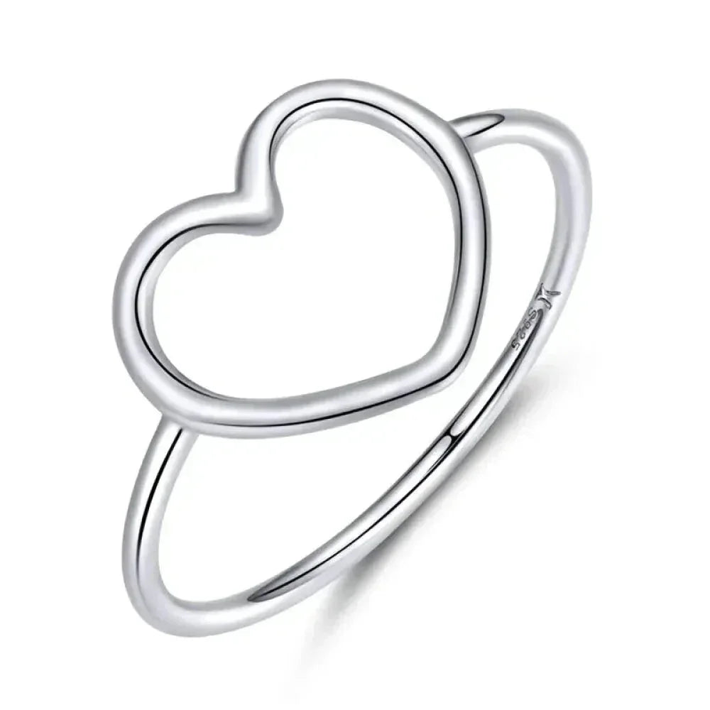 925 Sterling Silver Minimal Heart Band Ring