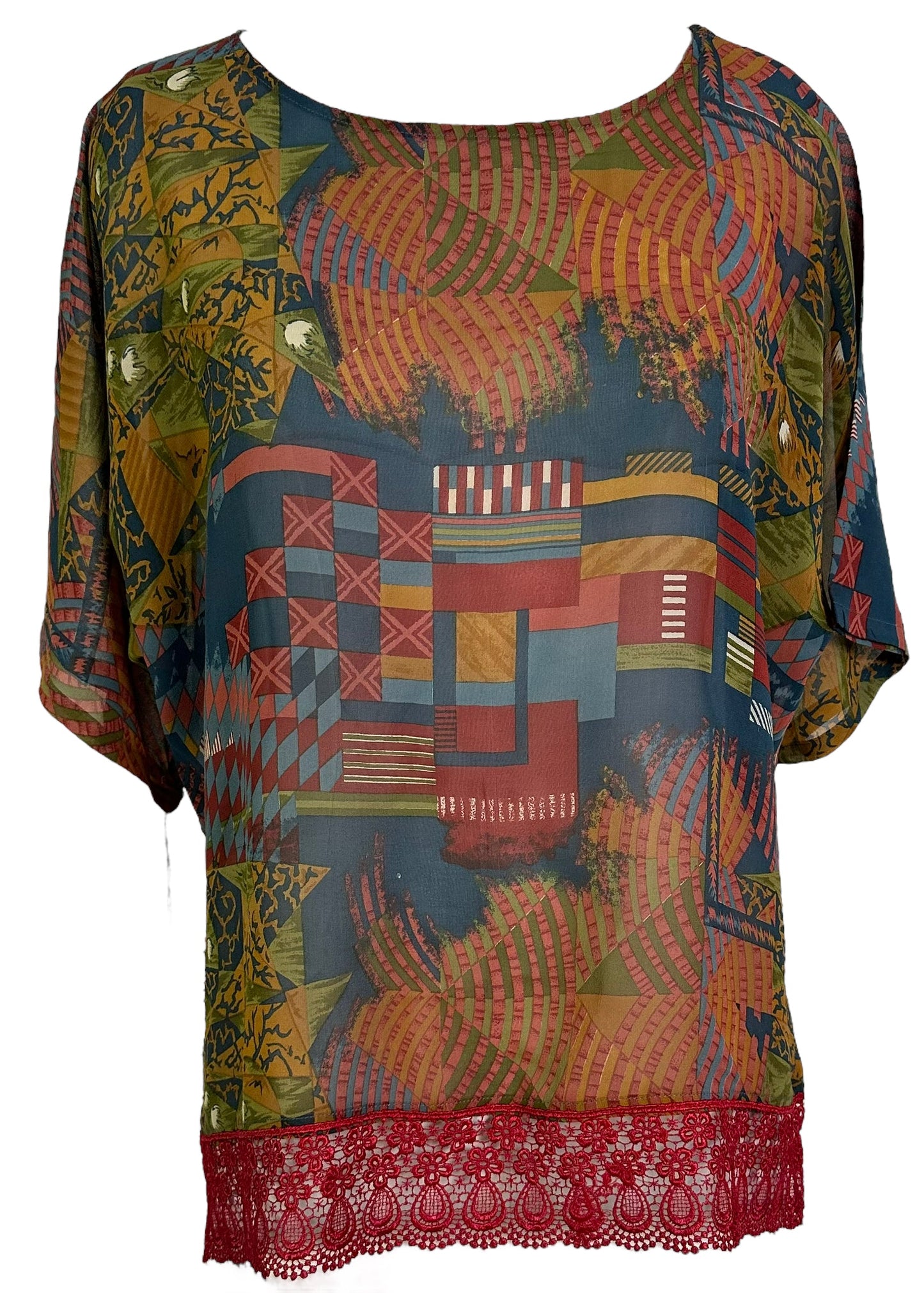 PRG6254 Sheer Avatar Pure Silk Side Slit Top