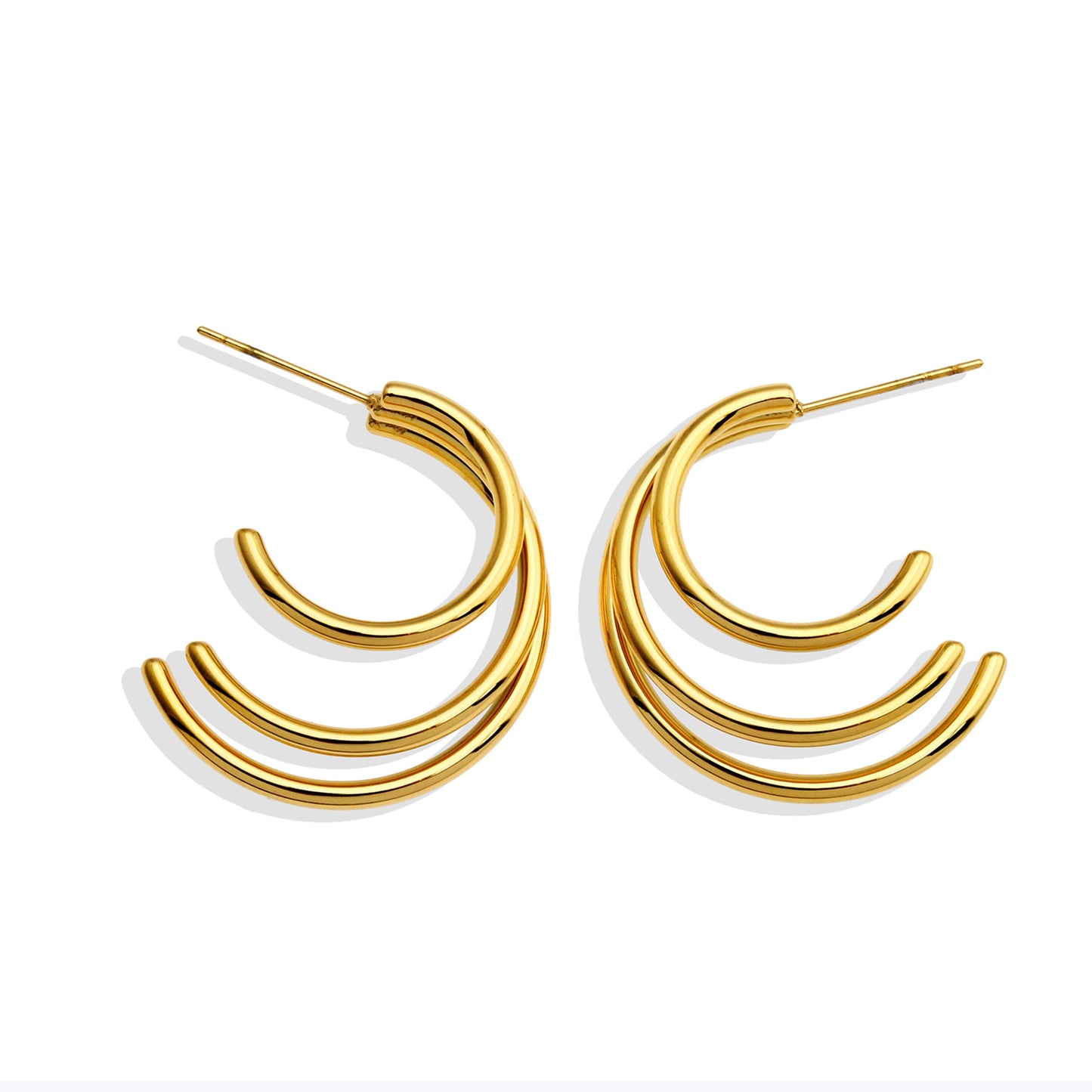 AILSA Triple Stacked Gold Hoop Earrings