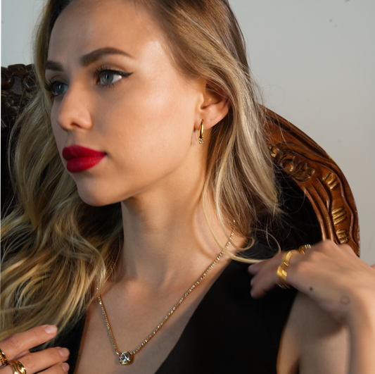 AITANA: Vintage-inspired Tear Drop Earrings with Solitaire Zirconia Gemstone