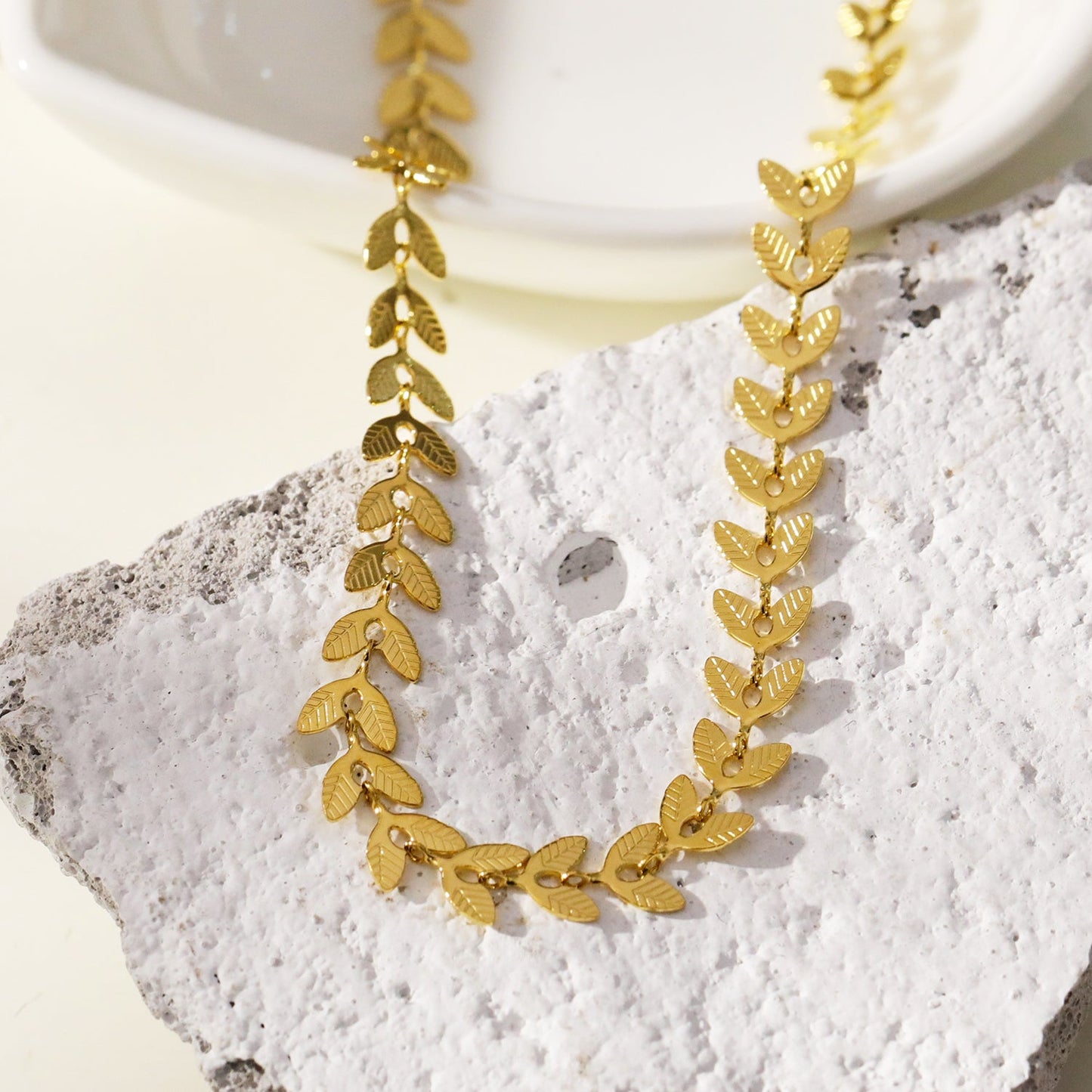 ALALA Gold: Botanical Beauty Embossed Leaf Necklace