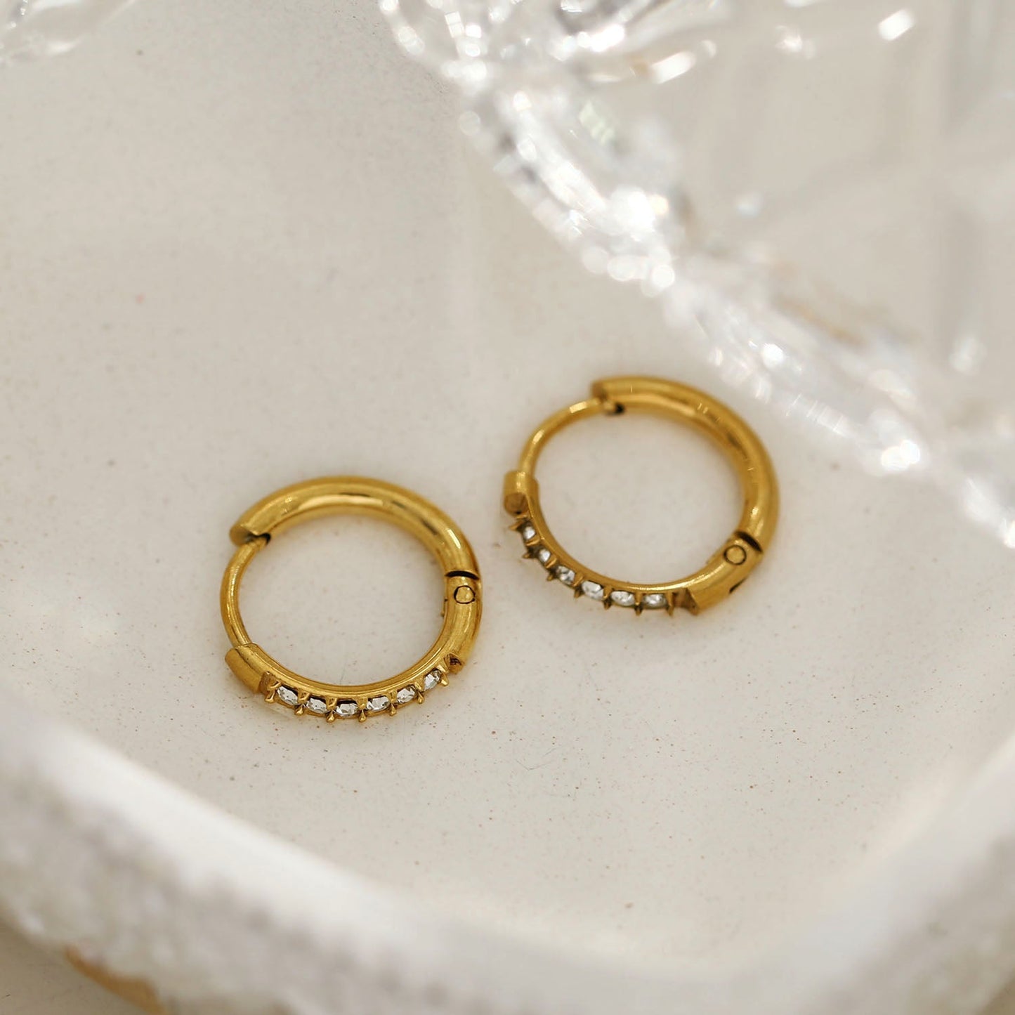 ALASTRANA: Classic Mini Hoops embedded with Zirconia Gemstones