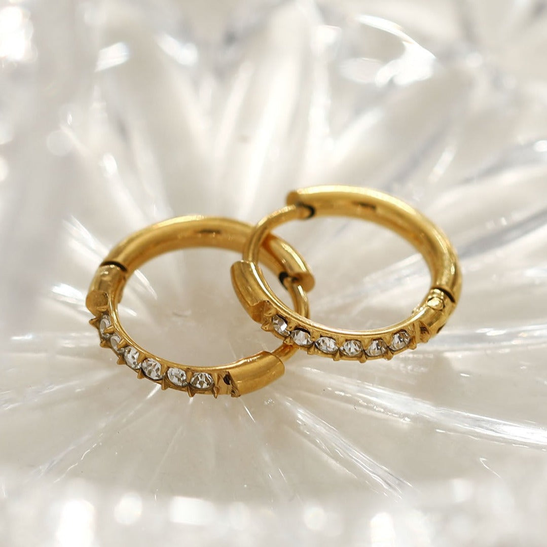 ALASTRANA: Classic Mini Hoops embedded with Zirconia Gemstones