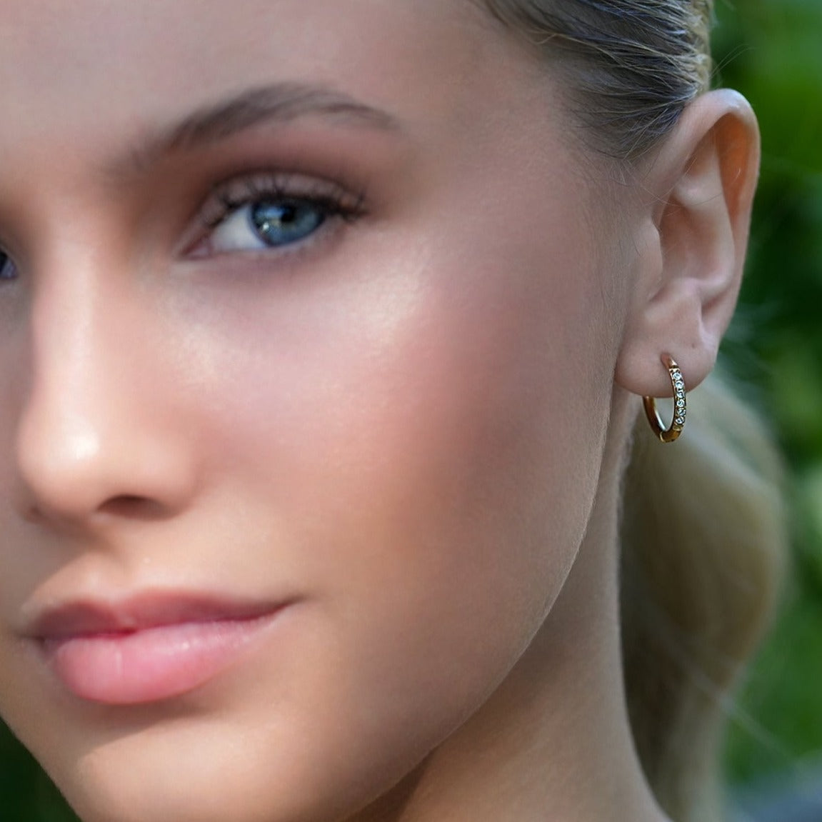 ALASTRANA: Classic Mini Hoops embedded with Zirconia Gemstones