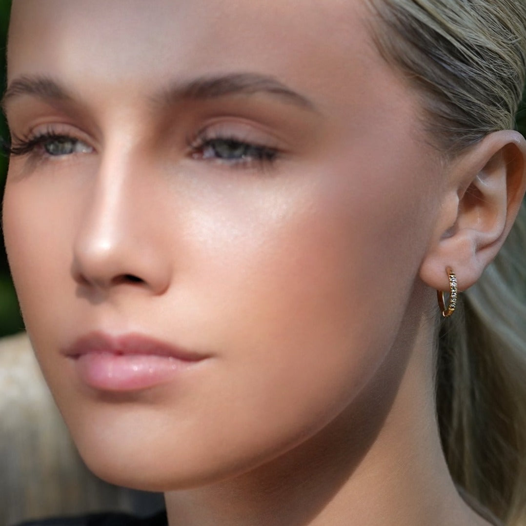 ALASTRANA: Classic Mini Hoops embedded with Zirconia Gemstones