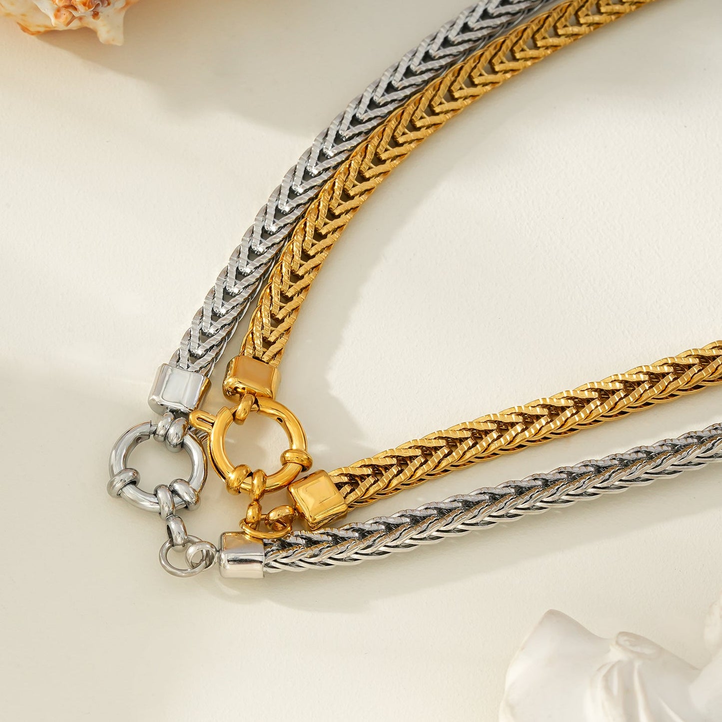 ALICE Gold: Chunky Link Chain Necklace with Ring Fastener Pendant