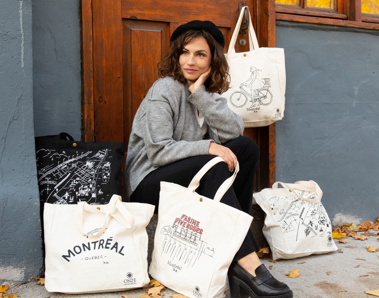 Tote Bag Montreal Quebec Illustration Canvas