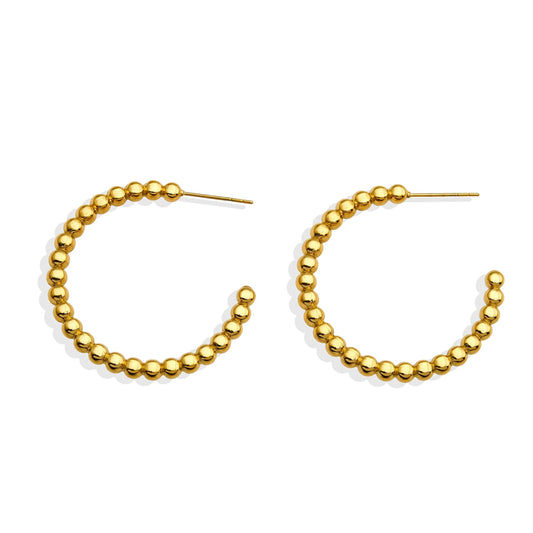 AMAIA Beaded Gold Hoop Earrings