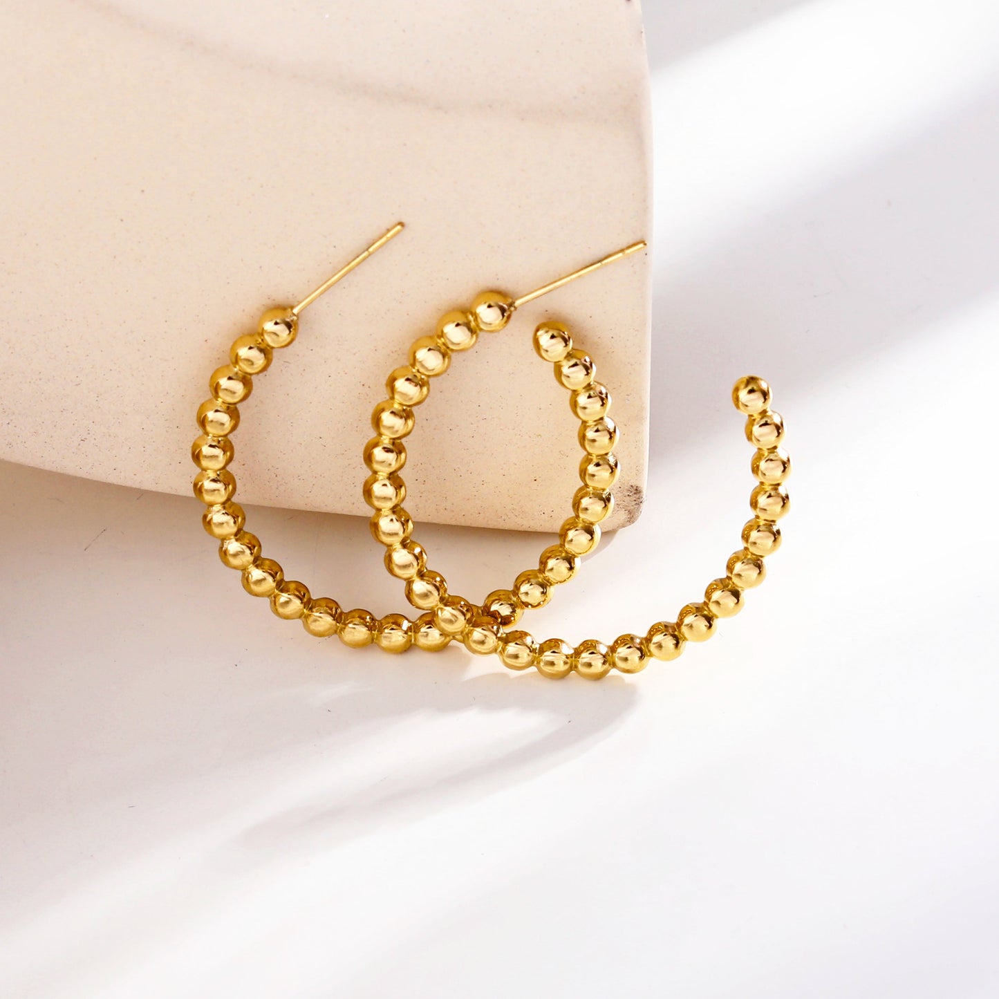 AMAIA Beaded Gold Hoop Earrings