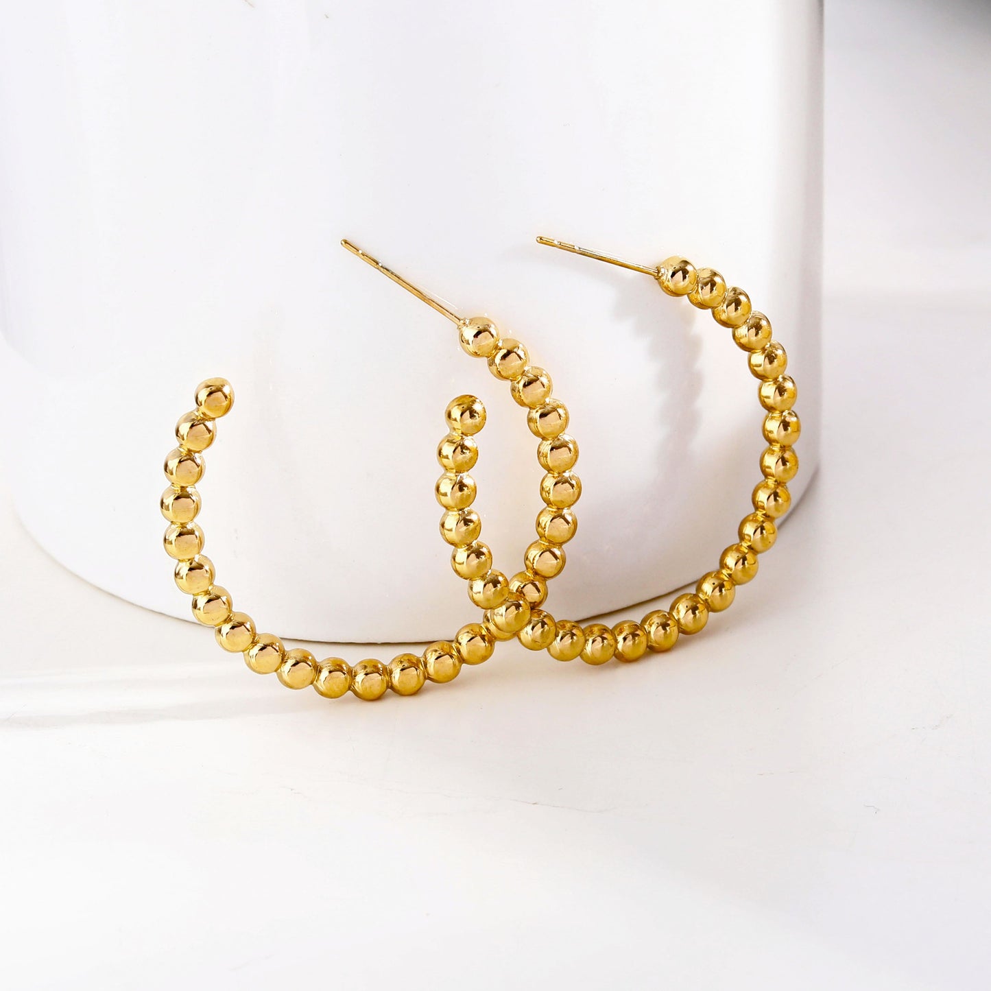 AMAIA Beaded Gold Hoop Earrings