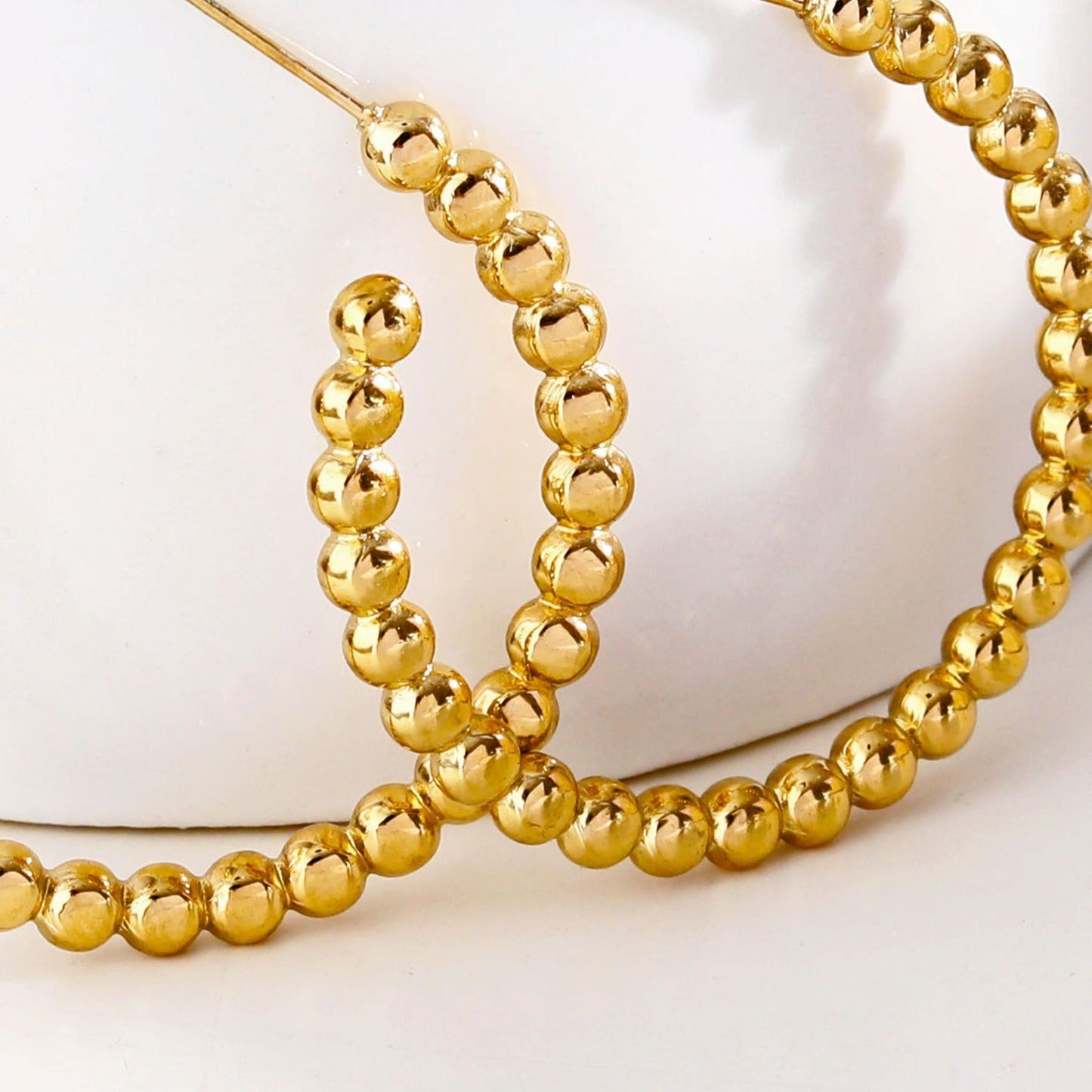 AMAIA Beaded Gold Hoop Earrings