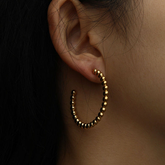 AMAIA Beaded Gold Hoop Earrings