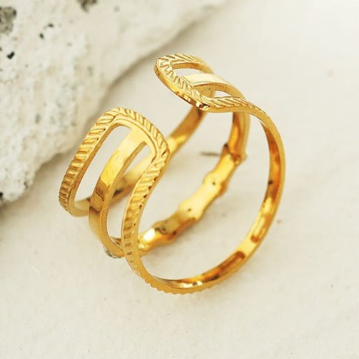 AMALIA: Triple Stacked Zirconia Embellished Gold Ring
