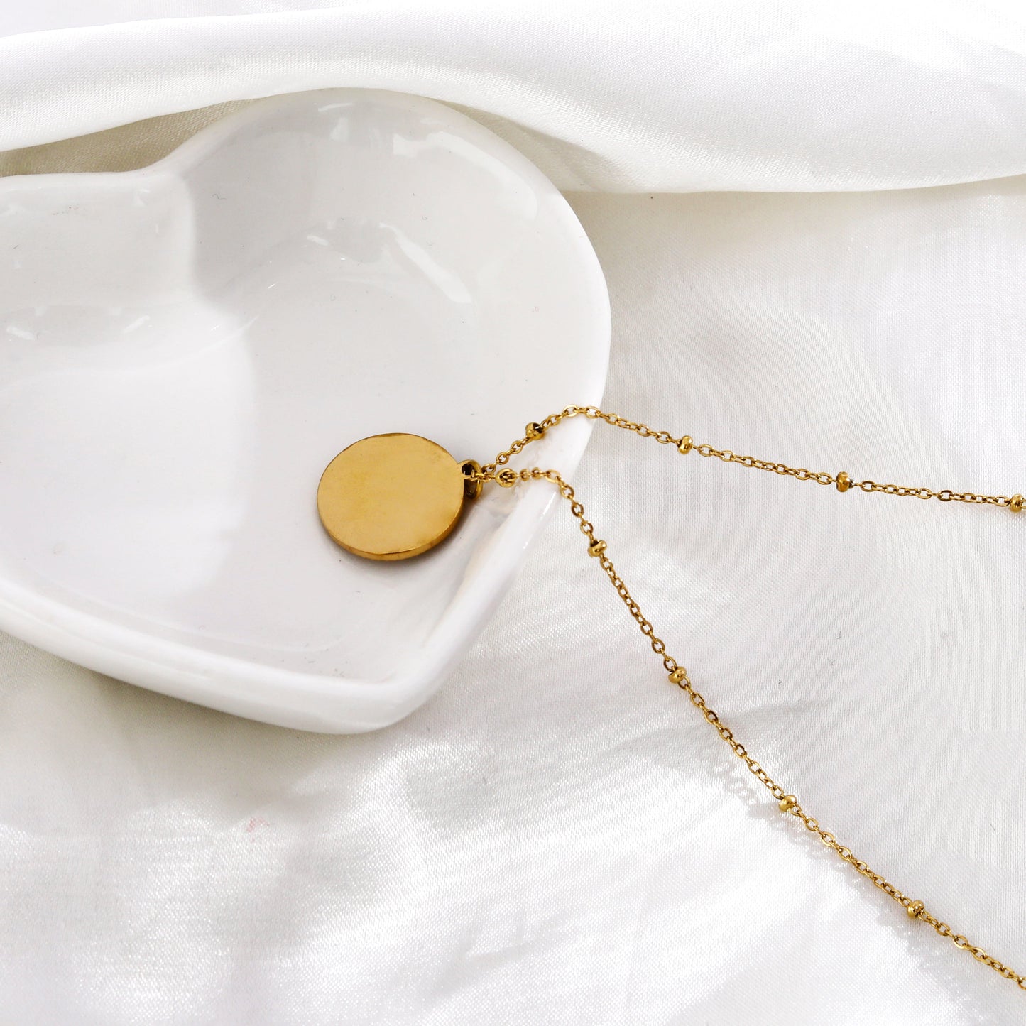 AMASA: Beaded Chain with Star & Pavé Crescent Moon Zirconia Charm - Gold