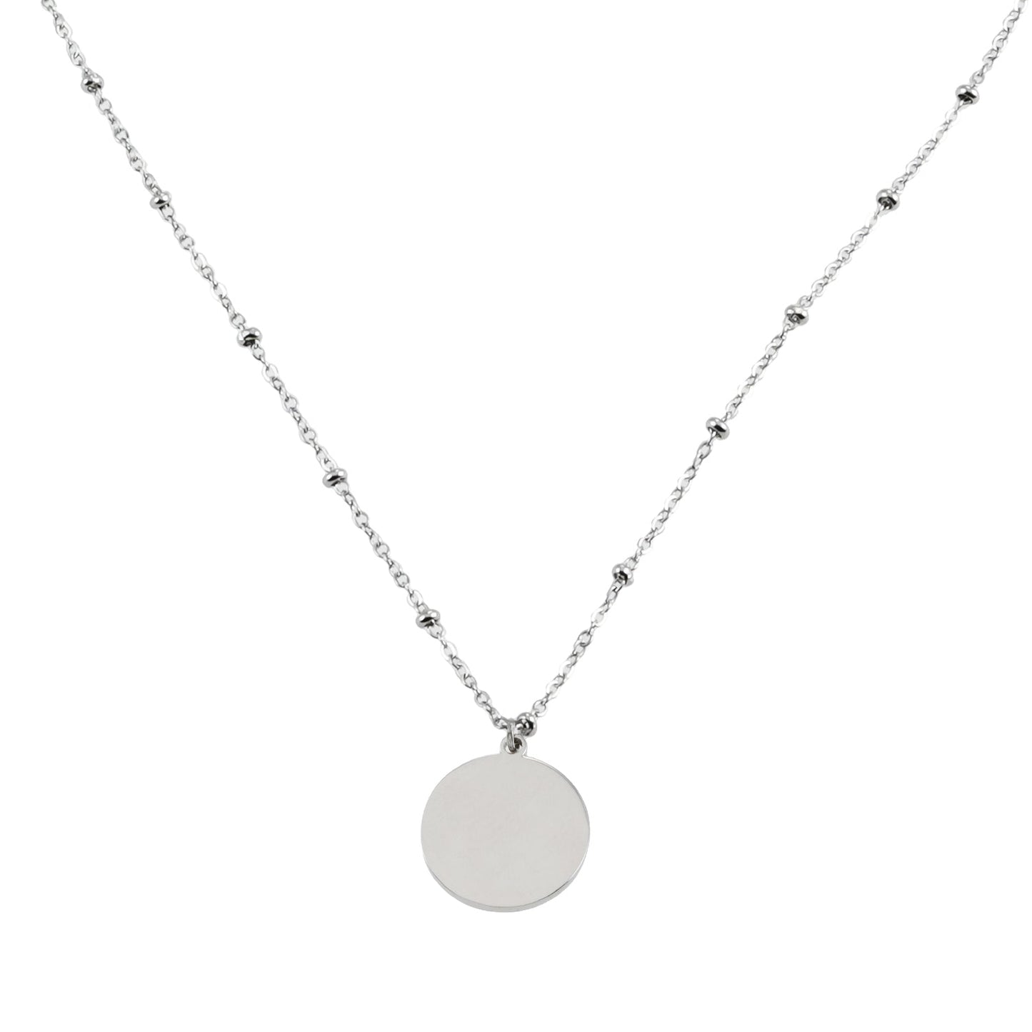 AMASA: Beaded Chain with Star & Pavé Crescent Moon Zirconia Charm - Silver