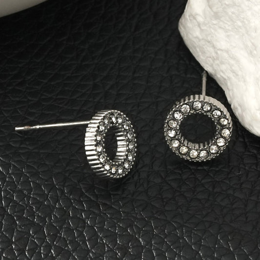 AMATOLE Silver (White Gold): Radiant Circle Mini Stud Earrings