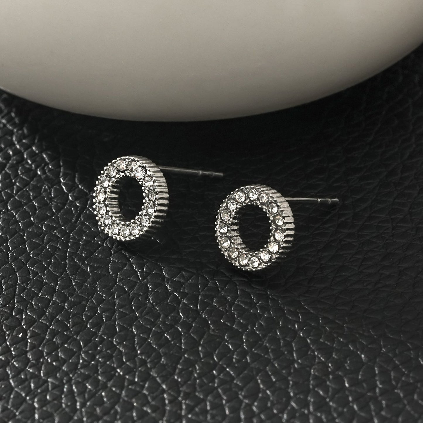 AMATOLE Silver (White Gold): Radiant Circle Mini Stud Earrings