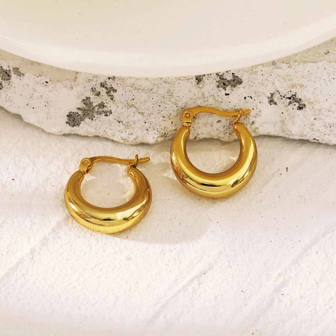 AMBER Chunky Hoop Gold Earrings