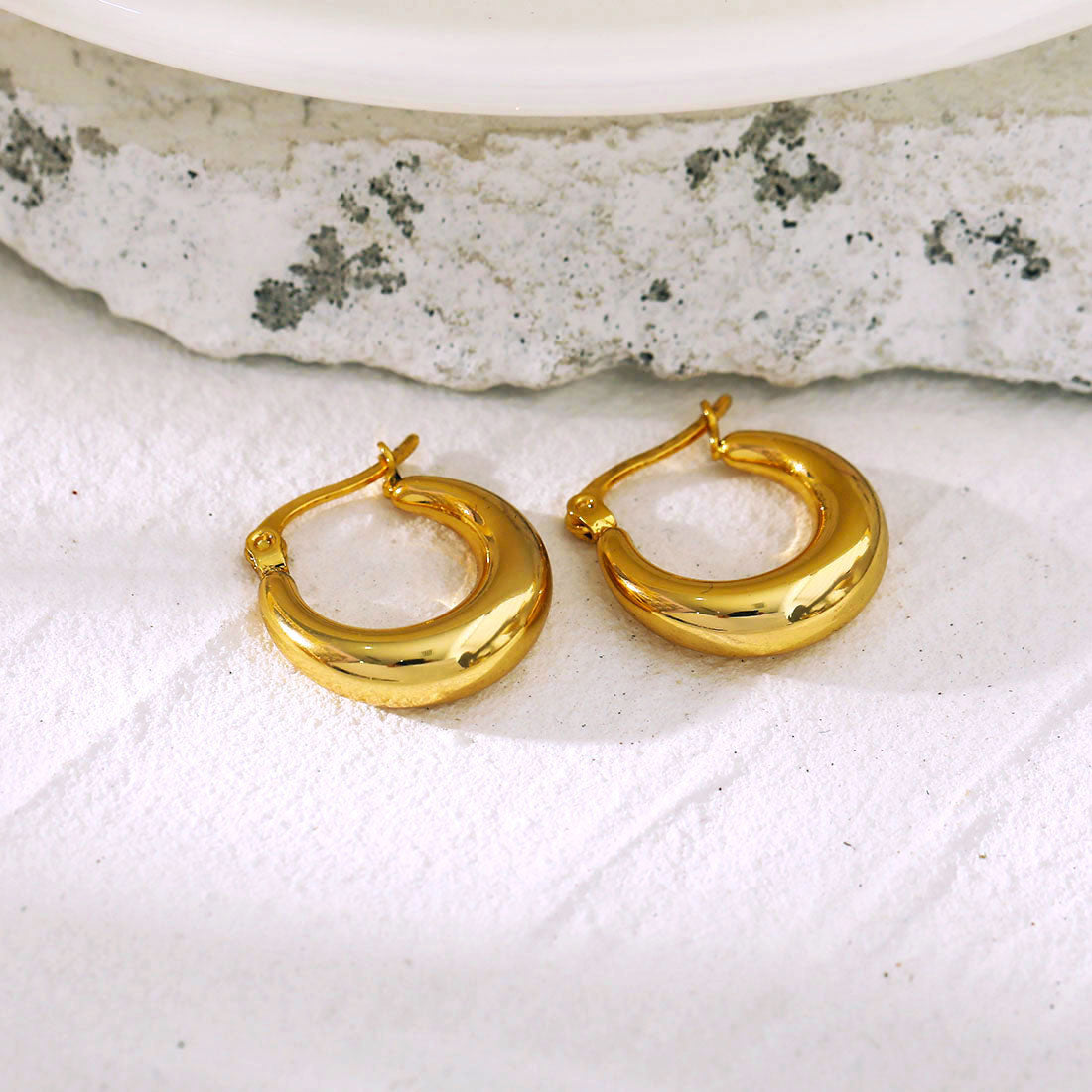AMBER Chunky Hoop Gold Earrings