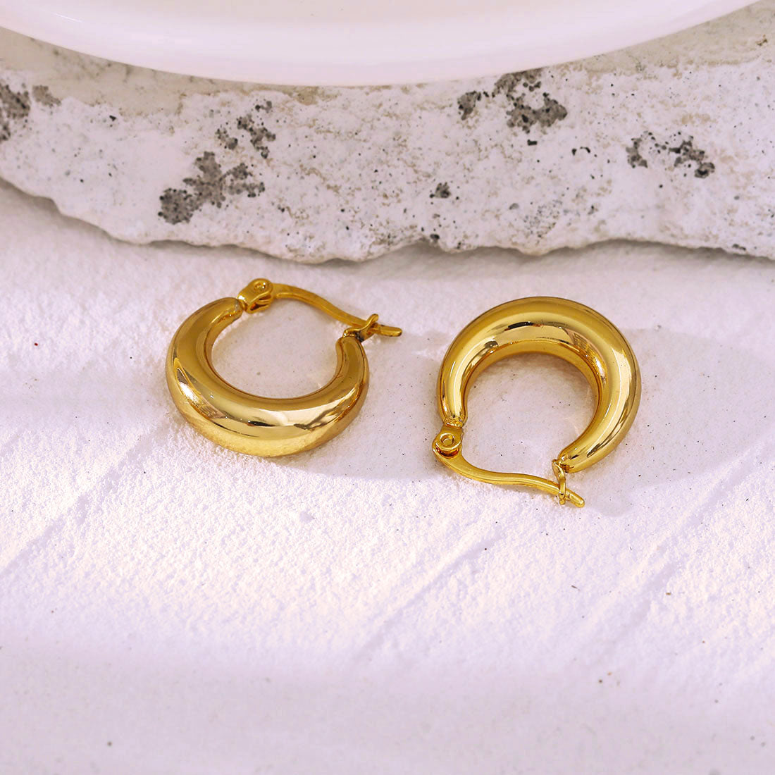 AMBER Chunky Hoop Gold Earrings