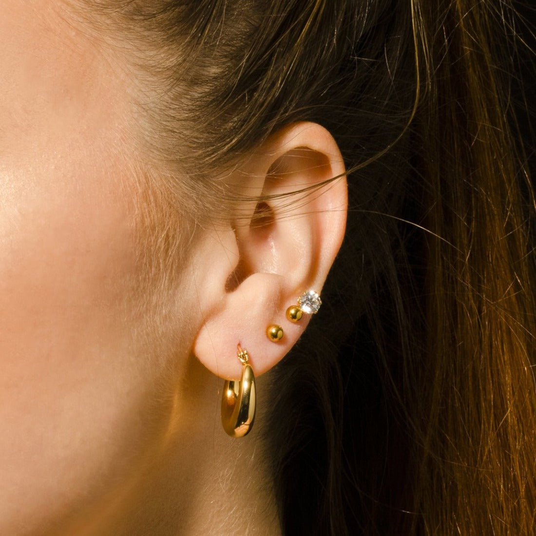 AMBER Chunky Hoop Gold Earrings