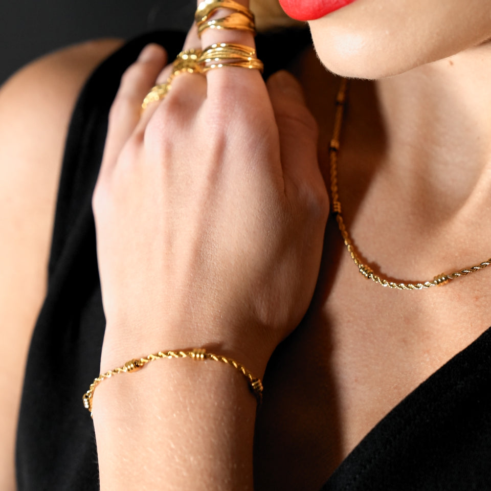 AMIENS Gold: Beaded Rope Chain Bracelet