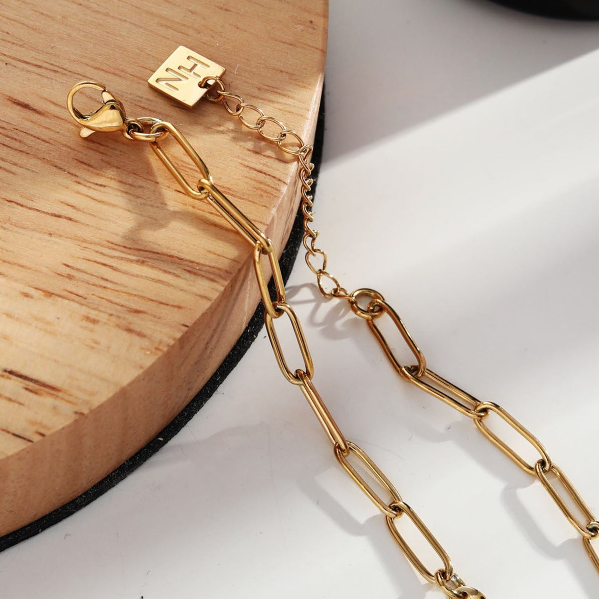 AMMA Gold: Paper-Clip & Oval-Beads Chain Necklace