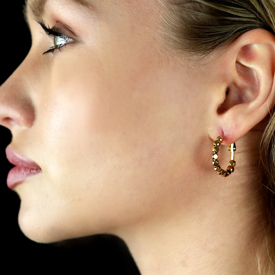 ANDALI Square Beads Hoop Gold Earrings