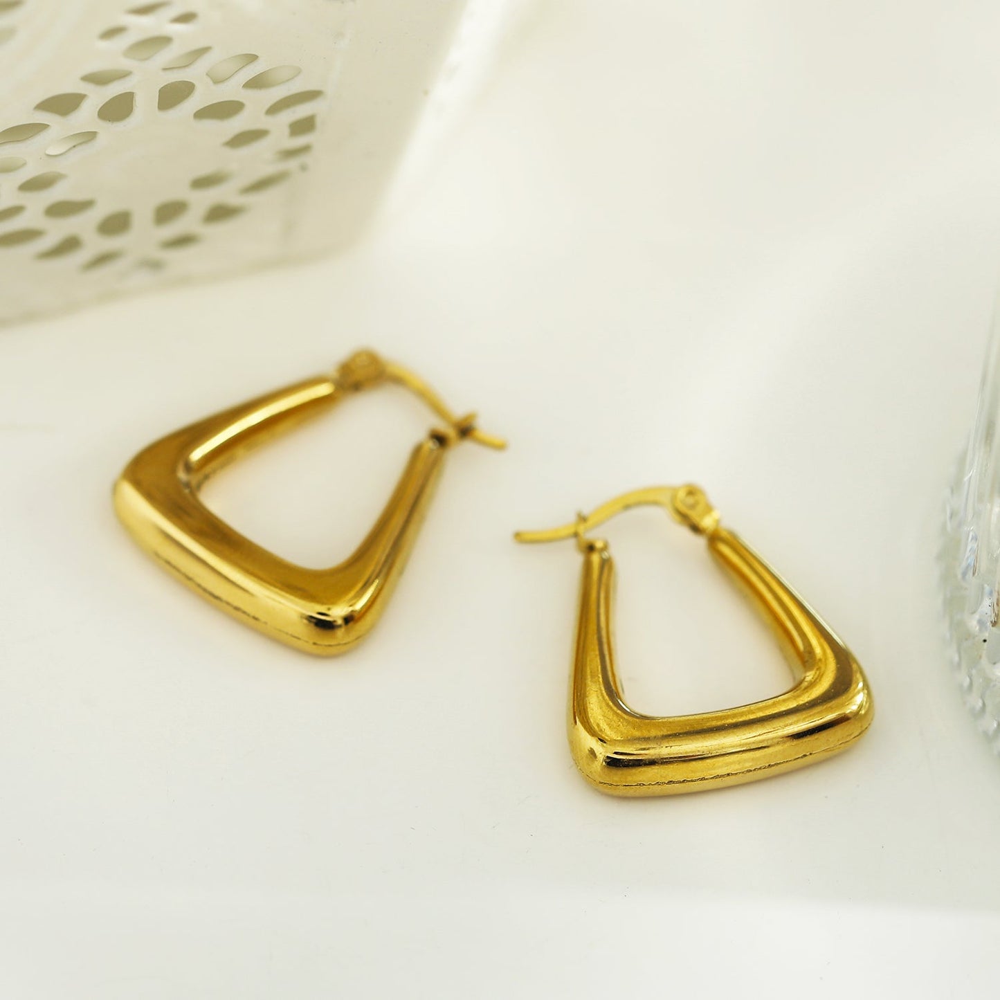 ANIKA Triangular Chunky Mini Hoop Gold Earrings