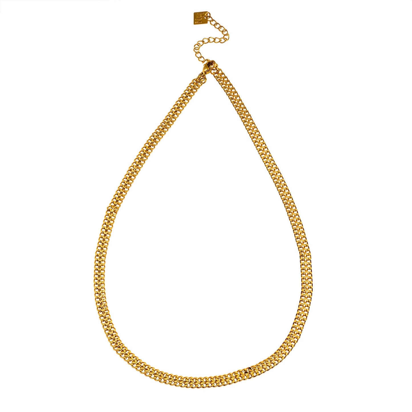 ANIMA: Intricate Wide Width Singular Twin Chain Necklace