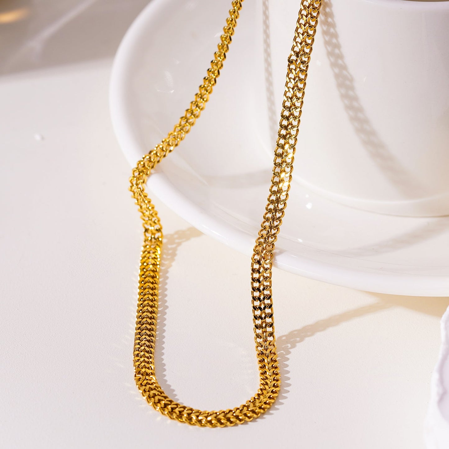 ANIMA: Intricate Wide Width Singular Twin Chain Necklace