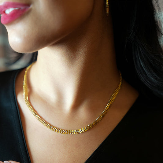 ANIMA: Intricate Wide Width Singular Twin Chain Necklace