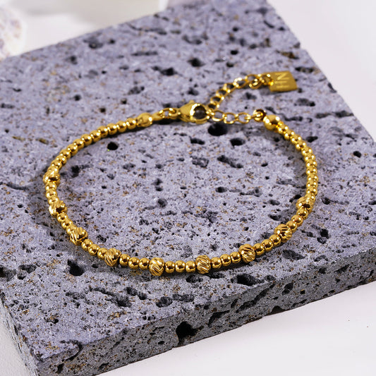 Style ANNABETH: Twin-Bead Fusion Gold Chain Bracelet