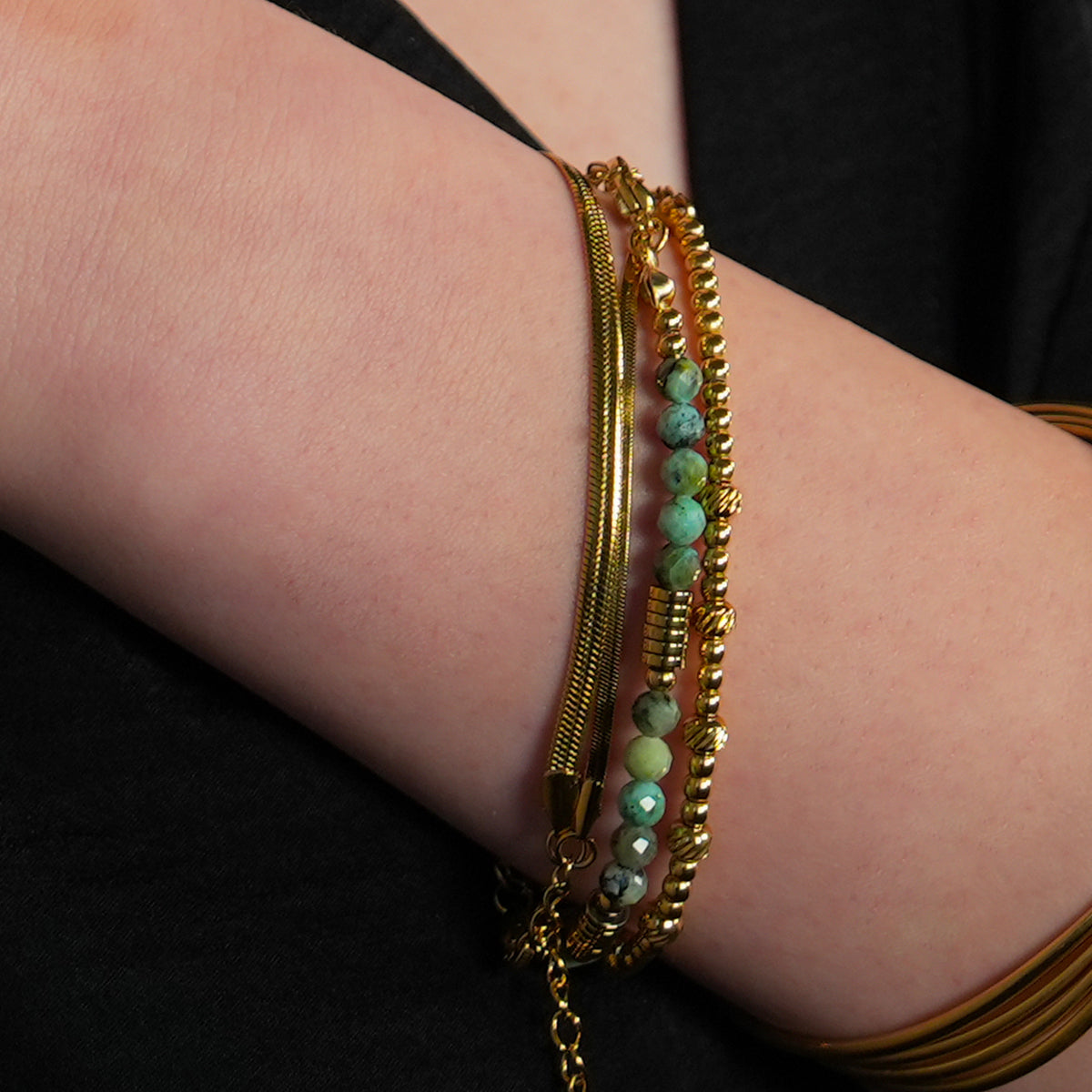 Style ANNABETH: Twin-Bead Fusion Gold Chain Bracelet