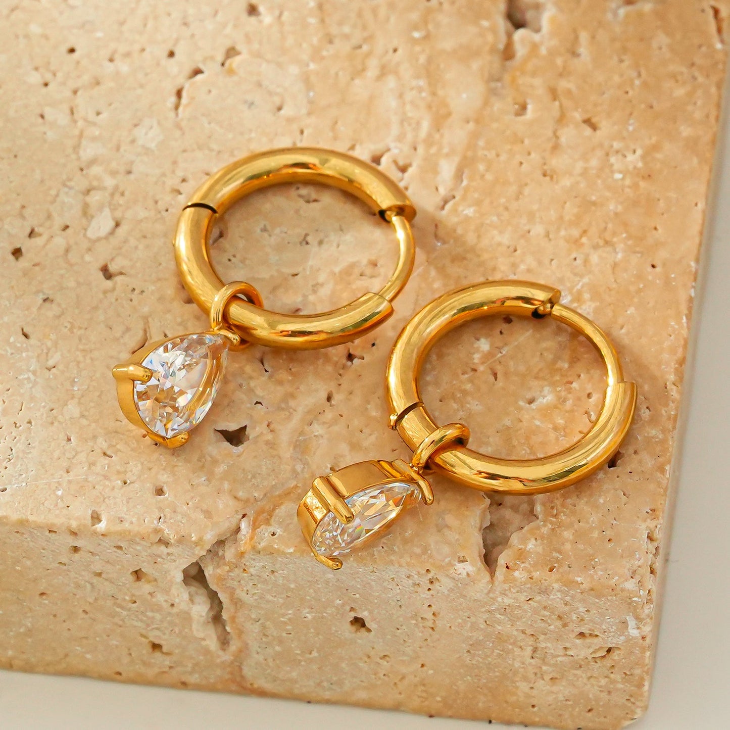 ANNAPOLIS Gold: Vintage Inspired Mini Hoops With Pearl Zirconia Charms