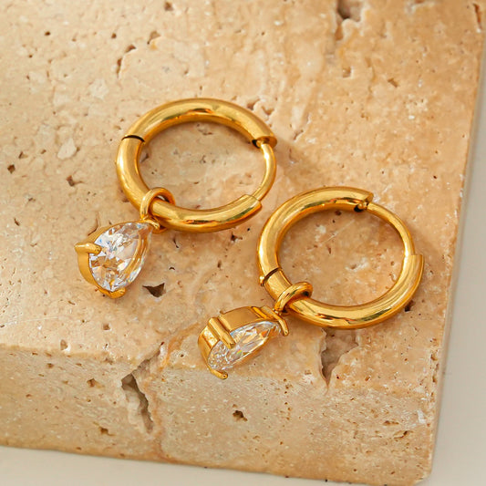 ANNAPOLIS Gold: Vintage Inspired Mini Hoops With Pearl Zirconia Charms