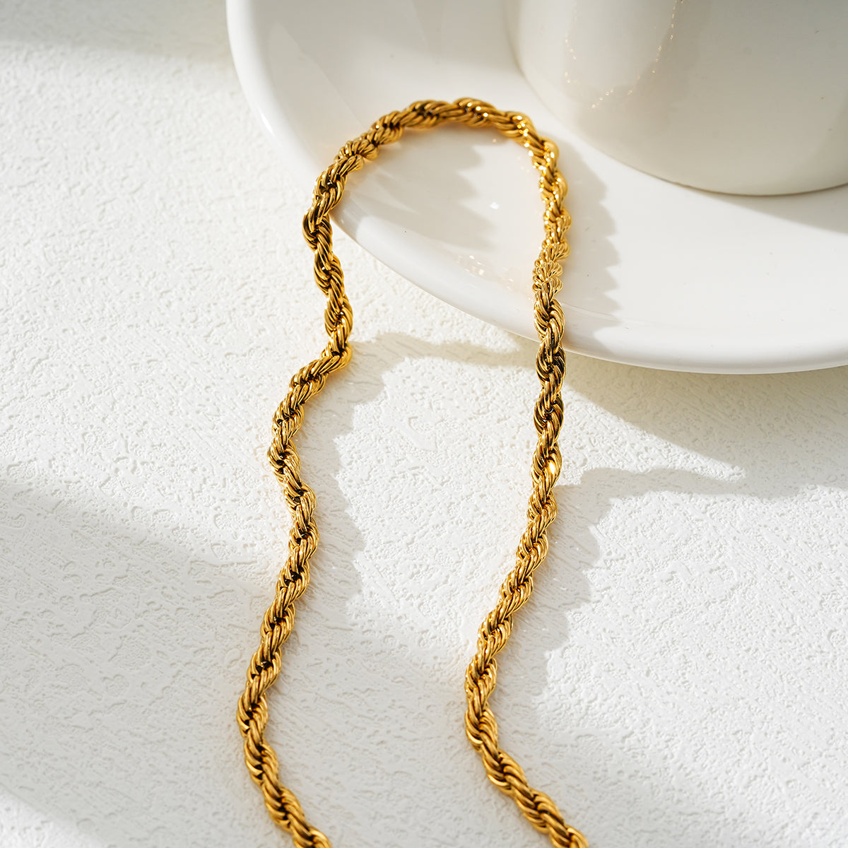 ARKELEY Gold: Chunky Rope Chain Textured Necklace
