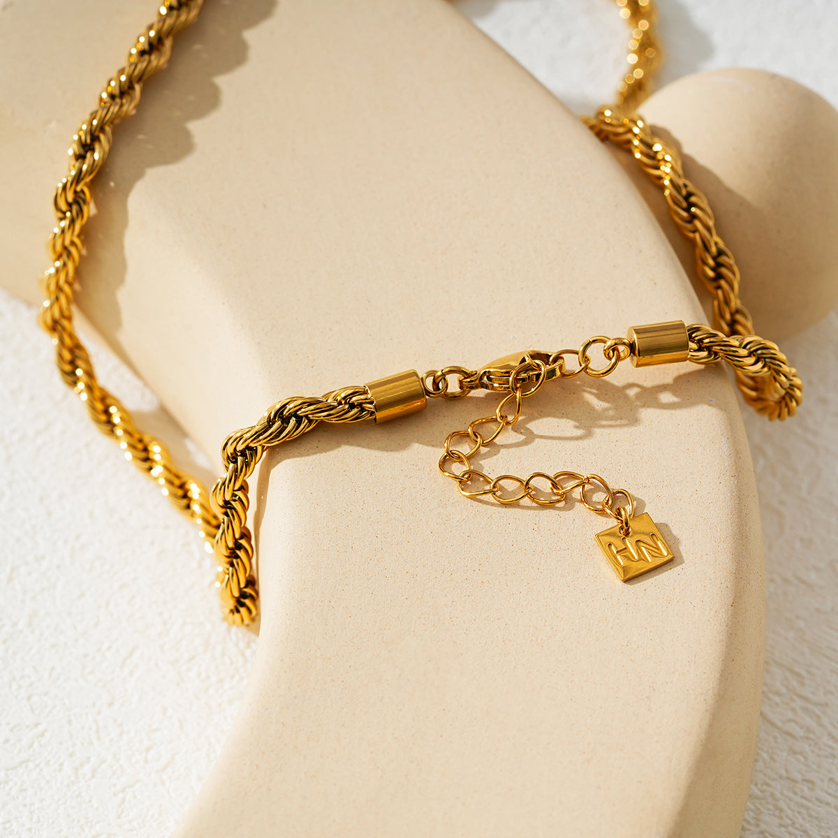 ARKELEY Gold: Chunky Rope Chain Textured Necklace