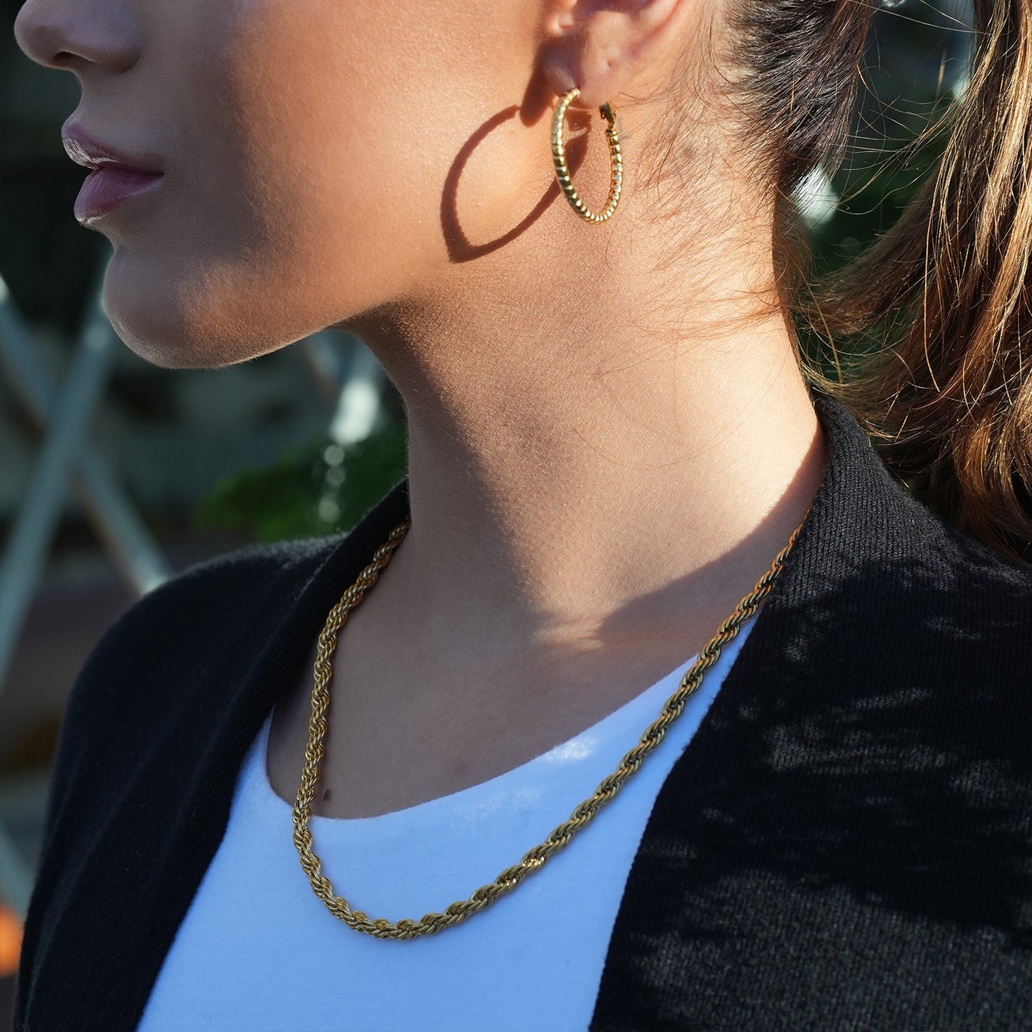 ARKELEY Gold: Chunky Rope Chain Textured Necklace