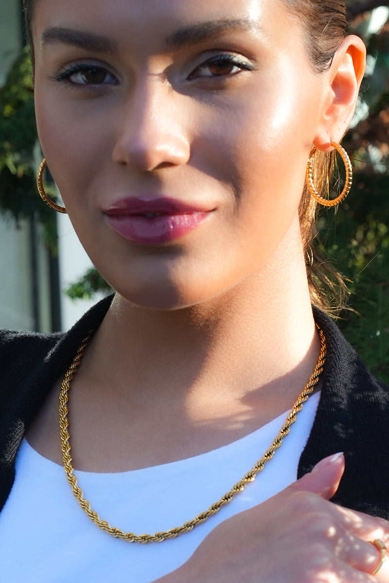 ARKELEY Gold: Chunky Rope Chain Textured Necklace